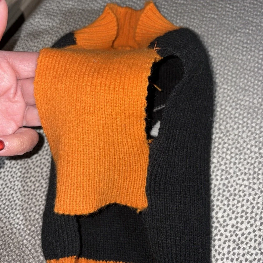 Dog Pet Pumpkin Jack o lantern Sweater‎ Black Orange Small